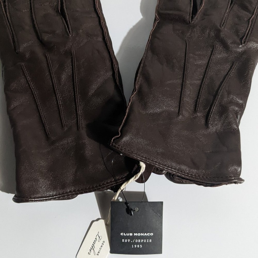 Club Monaco Genuine Leather Brown Gloves XL NWT (new w tags)